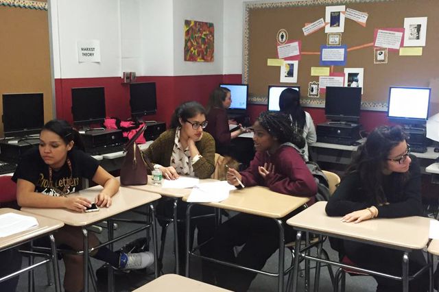 Students sitting at desks at The Bronx Academy of Letters